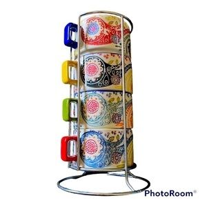 PIER 1 IMPORTS-STACKABLE MUGS & HOLDER